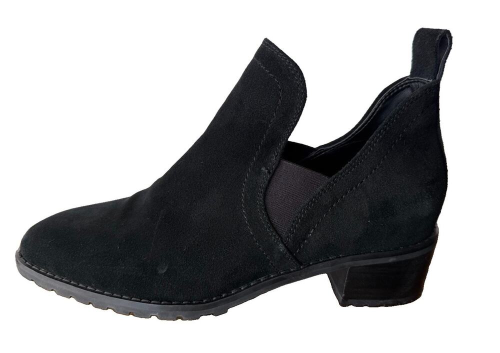 Blondo Sandra Womens 9M Black Suede Waterproof Cutout Chelsea Ankle Boots Lugged